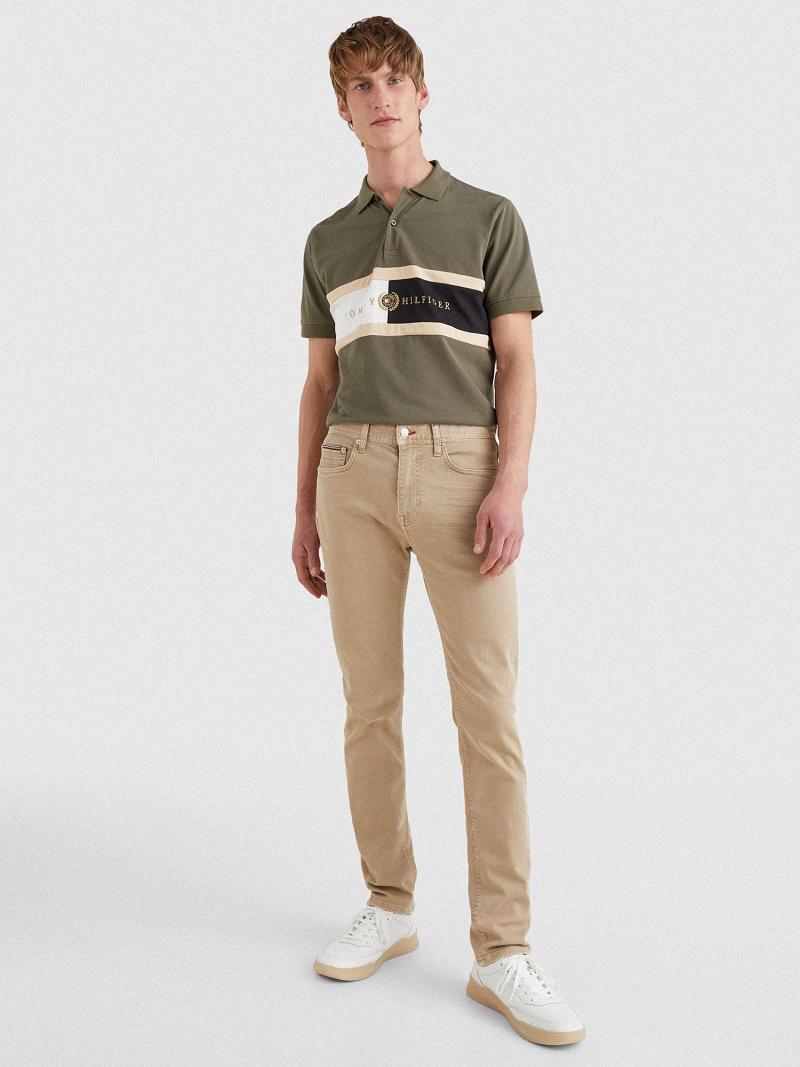 Férfi Tommy Hilfiger Slim fit khaki wash Farmer Nadrág Bézs | HU 1165KOR